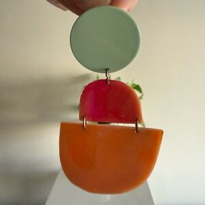 Anthropologie Festive Colorful Modern Statement Earrings - one size
